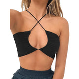 Sexy Criss Cross Lace Up Sling Basic Bow Tie Crop