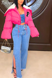 Letter Cropped Puffer Jackets and Coats Winter Clothes Women 2023 Street Fashion Parkas Outerwear Wholesale