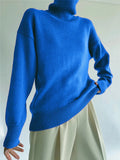 Autumn Winter Women Warm Soft Cashmere Turtleneck Sweaters Female Solid Overtise Wide Sleeve Knitted Sweater
