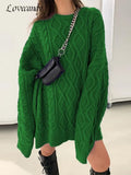 Autumn Knitted Women Sweater Casual Loose Basic Long Sleeve O-Neck Pullover Tops Winter Thick Warm Oversize Female