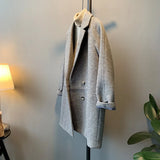 Button Up Wool Blend Coat gray Khaki Autumn Winter 2022 New Loose Cotton Tweed Pea