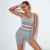 Seamless 2PCS Sexy Set Sports Bra High Waist Fitness Gym Shorts Gym Set Running Sportswear Workout Clothes Sports