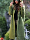 Clothes Women 2022 Solid Color Medium Long Hooded Women's Sweater Coat Pink Cardigan Knitted Cardigan Oversized