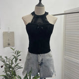 Shot With Chest Pad Hanging Neck Lace Sexy Sling Vest Short Babes Bottom Sleeveless Top