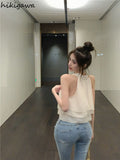Women Clothing Summer Crop Tops O-neck Sleeveless Chiffon Tanks Fashion Ruffles Korean Camis Temperament Vest 2023 Ropa