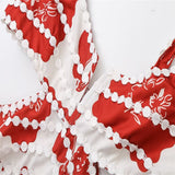 Retro Sexy Red Lattice Print Side Of The Waist-In-Scuttered Sling