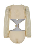 2025 New Long-Sleeved Swimsuit Women's Half-Dress Two Sets Of Mesh Sexy