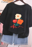 100% Cotton L-5XL T Shirt Plus Size Tshirt Short Sleeve Women Top Summer Cartoon Print Couple O Neck Oversized T