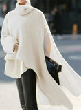 Long Sleeve Turtleneck Knit Pullover Loose Irregular