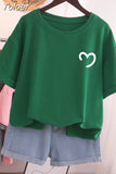 100 Cotton L-5XL Plus Size T Shirt Love Print Tshirt Short Sleeve Women's Tops Summer Kawaii Couple O Neck T