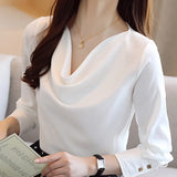 Women Blusas Mujer De Moda 2021 Long Sleeve White Blouse V-neck Chiffon Blouse Shirt Women Blouses Shirts Tops Blusa
