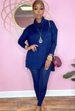 Casual Turtleneck Loose Shirt and Tight Pants 2PC Basic