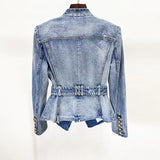 Early Autumn New Star Fashion T-Shirt Belt Wash Denim Suit Jacket Jacket