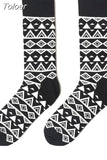 1 Pair Men Dress Socks Cotton Colorful Striped Plaid Printed Comfort Happy Socks Skate Funny Geometry Dot Wedding