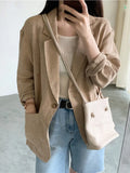 Women's Suit Jacket Temperament Commuter Thin Linen Single Button Casual Loose Cotton and Linen Small Suit Jacket