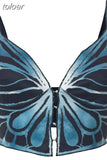 Y2k Alt Grunge Fairycore Butterfly Print Crop Top Rave Outfit Streetwear Sleeveless Shirt Summer Women 2023