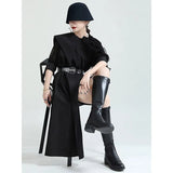 Women Green Pleated Irregular Long Blouse New Lapel Half Sleeve Loose Fit Shirt Fashion Tide Spring Summer 2023