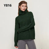 Elegant Solid Knitted Two Piece Set Women Turtleneck Batwing Long Sleeve Loose Sweater Full Length Casual Wide Leg