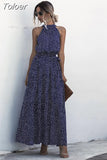 Long Dress Women Polka Dot Casual Beach Dresses Black Halter Strapless Yellow Sundress Vacation Dress Clothes For Women 425-0-Outfit