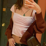 Style Small Lace Pleated Square Collar Short-Sleeved T-Shirt Ins Girls Fresh Wear Bare-Back Blouse 2024-Outfit