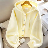 2025 New Women's Knitted Open Shirt Warm Casual Languile Languiled Hooded Sweater