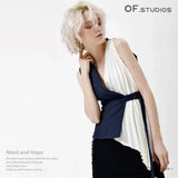 New Splicing Fold Design Irregular Hem Can Be Buckled Buckle Top Vest Coat Female