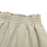 Celmia Loose Summer 2 PCS Sets Cotton Casual Lightweight Lapel Long Sleeve Shirt and Pleats Elastic Waist Short Suits Short