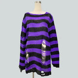 Gothic Punk Hole Stripe Tshirt Women Pastel Goth Fairy Grunge Harajuku Top Oversized Dark Aesthetic Emo alt