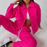 Solid Women's Dress Loose Waist Trousers Casual Long Sleeve Two Sets Single Buckle Coat Jacket