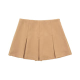 New Wide-Pleated Solid Color Fashionable Short Skirt 7385524-Outfit