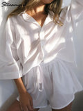 Linen Shorts Sets Summer 2022 Women Two Piece Women's Shorts Set Suits With Oversize Shorts Womens Two Piece Set