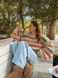 2025 New Casual Fashion Retro-Colored Coarse Knitted Loose Bat Sleeve