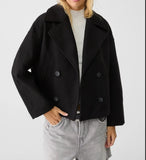 New Women's Big Collar Hair, Short Thick Long-Sleeved Coat