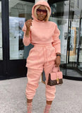 Winter Crop Top and Pants Hooded Sweatsuit with