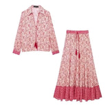Printed Shirt 9878104 Flower Printed Skirt 9878103 Set-Outfit