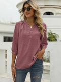 Solid Blouses For Women Fashion V Neck 3/4 Sleeve Elegant Office Shirts Female Loose Top Casual Oversized Chiffon