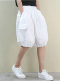 Women's Bloomers Fashion Thin Section Loose Large Size Literary Lace Drawstring Pocket Casual Women's Five-point