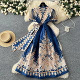 Retro Style Printed Dress Women's Summer Strap High Sense Design Light Luxury Temperament Chic