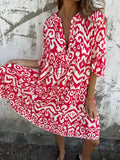 Women's Clothing Spring And Summer New Four-Sided Casual V-Neck Print Folded Lady