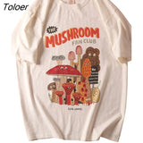 Aesthetic Y2K Vintage Mushroom Cartoon T Shirts Women Summer Cotton Oversized Women Girls Tees Tops Harajuku Kawaii