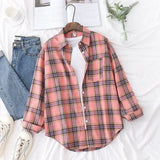 Plaid Shirt Women 2021 New Spring Autumn Womens Tops Loose Design Style Lady Casual Long Sleeve Blouse Clothes