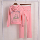 Piece Set Sweatsuit Hoodies Long Sleeve Tops and Pants Fashion Pattern Velvet Women Tracksuit for Sport