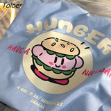 Super Cute Cartoon Burger Kawaii Woman Tshirts Pure Cotton Material Short Sleeve Tees Tops Harajuku Japan Style 2022