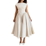 2025 French Pure Fashion Elegant Waist Thin Sleeveless Back Hollow