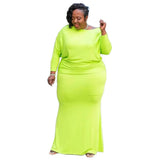 Dresses for Women Plus Size Fall Clothing Casual Solid Long Sleeve Stretch Loose Elegant Dress 2021 Wholesale
