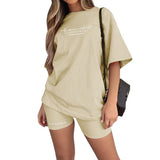 Printed Biker Shorts 2 Piece Set Oversize Pullover Tshirt Jogger Short Sets For Women Summer Short Tracksuit Sexy