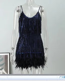 Lysing Shiny Birthday Party Feather Splicing Dress Dress