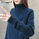 Winter Sweater Women Jumper Ladies Vintage Sweaters Knitted Pullover Women's Sweater Thick Warm Turtleneck Pull