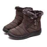 Boots Women Winter Shoes Warm Plush Ankle Boots Female Casual Slip On Flat Fur Shoes Waterproof Footwear Light Black