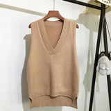 Korean Loose Wild Sweater New Chic V-neck Knitted Vest Women's Sweater Vest Sleeveless Sweater Autumn and Winter 2021